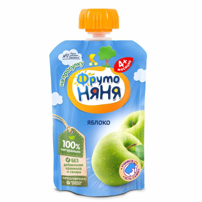 Пюре яблочное натуральное 90гр ФрутоНяня 6130